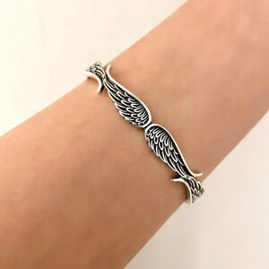 925 Sterling Silver Wings Cuff Bracelet Silver Vintage Bangle Bracelet